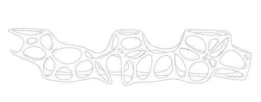Grey wireframe outline of a Voronoi bridge segment